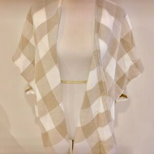 Loft Plaid Beige and White Women's Sweater